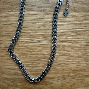 Silver Cuban link chain necklace
